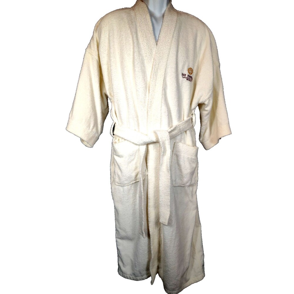 VTG Pierre Cardin Paris Empress Mens White Terry Cloth Lounge Robe Bathrobe OSFA